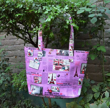 Tote purple printed Bag